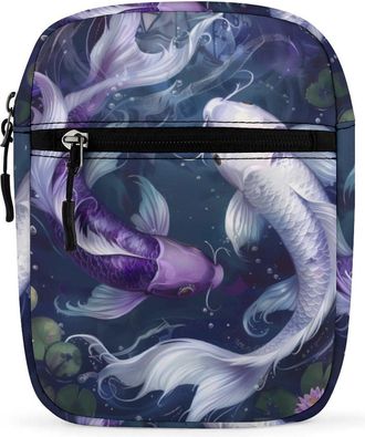 Generic Yin And Yang Japanese Fish Crossbody Bag Adjustable Satchel Cute Shoulder Bag Lightweight Sling Bags