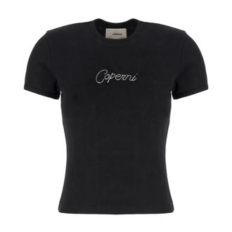 Coperni T-Shirts, female, Black, Size: M Crystal Logo T-Shirt