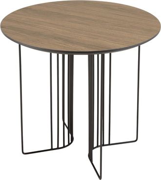 Macabane Mesa auxiliar biselada 50x50cm moka gr&aacute;fica patas metal