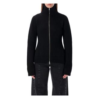 Maison Margiela Wool Zipped Cardigan - female - Maison Margiela - Cardigans - Black - L - Knitwear