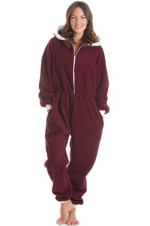 Camille Fleece Hooded All In One Onesie Pyjama 14-16 Red