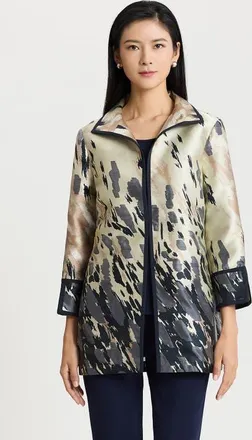 Ming Wang Abstract Animal Print Woven Jacket in Warm Taupe/indigo/ivory at Nordstrom, Size X-Small