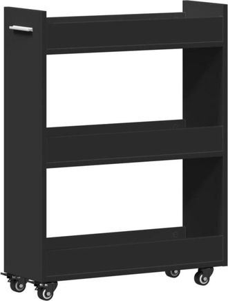 vidaXL Vidaxl - Armario con ruedas madera de ingeniería negro 60x22x79 cm