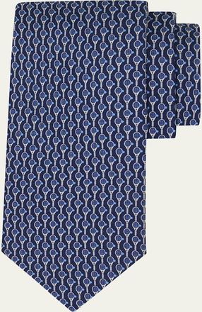 Ferragamo Mens Tennis-Print Silk Tie