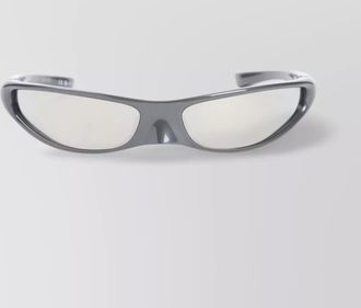 Balenciaga curved rectangular smoky lenses sunglasses