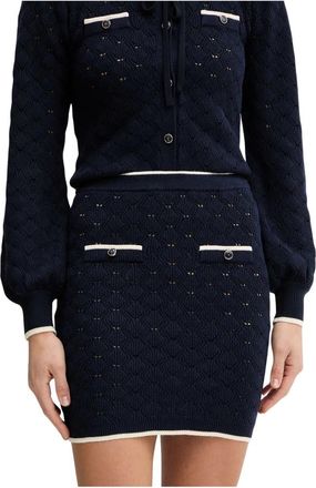 Twinset Korte Jacquard Gebreide Rok - Dames - Korte rokken - Blauw - S - Polyester - Rokken