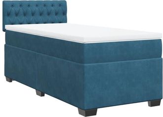 vidaXL Box Spring Bed with Mattress Dark Blue 100x200 cm Velvet Vidaxl