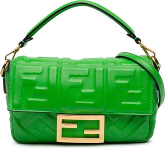 Fendi Pre-owned Womens Baguette Shoulder Bag Ff Logo - Lime Green Leather - One Size