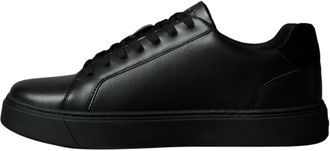Calvin Klein Mens Classic Lace-up Leather Cupsole Trainers, Black (Triple Black), 12