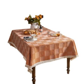 OEM Mantel Grande, De 140x300 Cm, De Poli&eacute;ster, Ideal Para Bodas, Con Estampado Jacquard Geom&eacute;trico Y Borlas