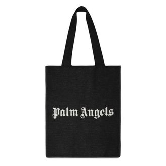 Palm Angels Tote Bag met Logo - Heren - Shoppers - Zwart - ONE Size - Wol - Tassen