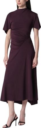 Victoria Beckham Cap Sleeve Jurk - Dames - Casual kleedjes - Bruin - XS - Polyester - Kleedjes