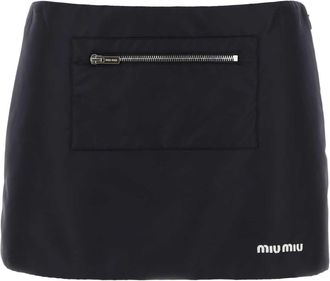 Miu Miu Navy Blue Nylon Mini Skirt