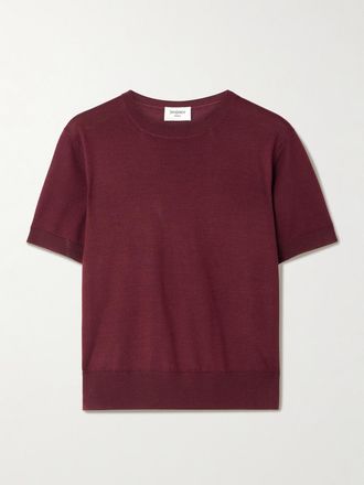 Saint Laurent Top In Misto Lana, Cashmere E Seta - Bordeaux