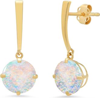 MAX + STONE 14k Yellow or White Gold 8mm Solitaire Gemstone Round Drop Dangle Earrings