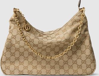 Gucci Lady Lunetta Chain Medium Shoulder Bag, Beige, GG Canvas