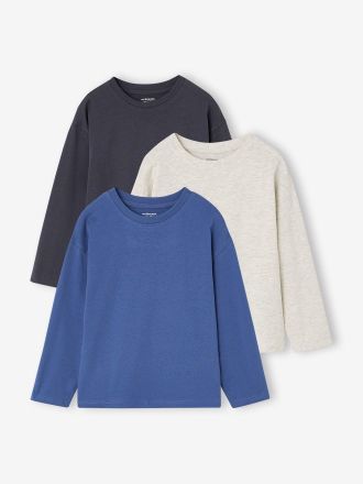 Vertbaudet 3er-Pack Jungen Langarmshirts k&ouml;nigsblau