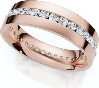 Pompeii3 1.10Ct Diamond Eternity Mens Wedding Ring Polished Band 14k Gold Lab Grown