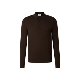 Bogner Knitted polo long-sleeved top Jake for men - Dark brown - XXL