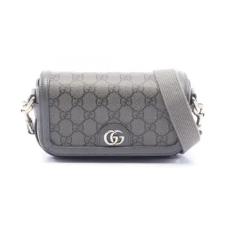 Gucci Black Gray Pvc Leather Handbag Shoulder Bag (Pre-Owned)