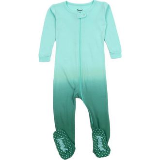 Leveret Footed Printed Cotton Pajamas, Solids, Stripes & Tie Dye in Tie Dye Aqua at Nordstrom, Size 18-24M