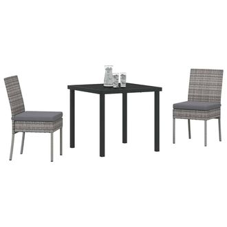 Berkfield Home Modern 3 Piece Garden Dining Set Grey Poly Rattan