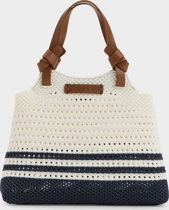 Charles & Keith Mini Ida Striped Knitted Tote Bag
