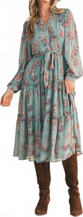 Merci Exclusive Paisley Print Ruffle Tiered Midi Dress In Seaform Paisley Prt