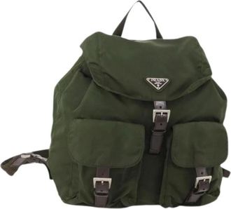 Prada Pre-owned Backpacks, female, Green, Size: ONE SIZE Pre-owned Vintage Nylon Backpack