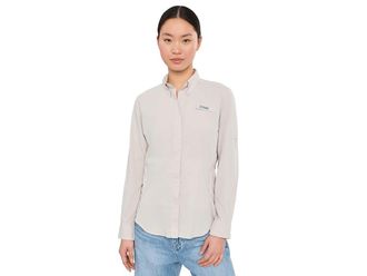 Columbia Tamiamitm II Long Sleeve Shirt Womens Long Sleeve Button Up Dark Stone : 2XL, Polyester