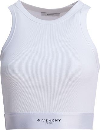Givenchy Cropped Tank Top With Logo Top Bianco-Donna