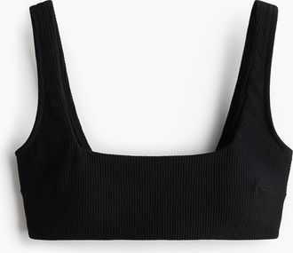 H&M Wattiertes Bikinitop - Schwarz