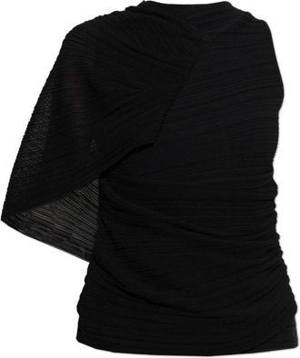 Balmain Draped Tank Top - Dames - Blouses - Zwart - XS - Leer - Overhemden