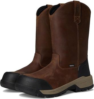 Keen Evanston Pull-On Waterproof Boot (Carbon-Fiber Toe) Mens Work Boots Bison/Black : 8.5 D - Medium, Leather