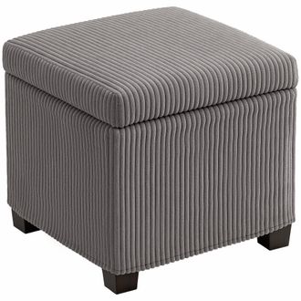HOMCOM 40 cm Ottoman Storage Box with Removable Lid - Foot Rest - Grey | TJ Hughes