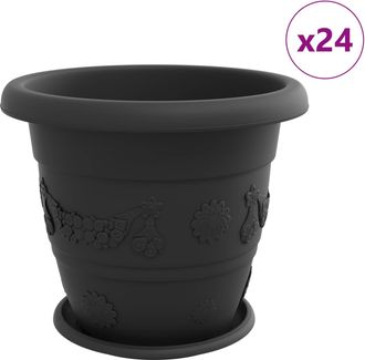 vidaXL Macetas 24 Uds. Negro &Oslash; 39 X 32 Cm Pl&aacute;stico Vidaxl