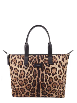 Dolce & Gabbana Nylon Shoulder Bag With Animalier Print-Uomo