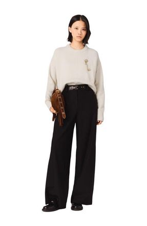 Maje Wide-leg suit trousers in Black at Nordstrom, Size 38 Eu