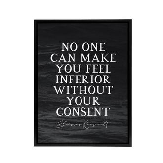Artery8 Eleanor Roosevelt Slate Quote Framed Canvas Wall Art Print in Grey | Size: W24 x H32