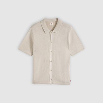 Levi's Woodside Camp Shirt - Mens - XL - Beige / Chateau Gray