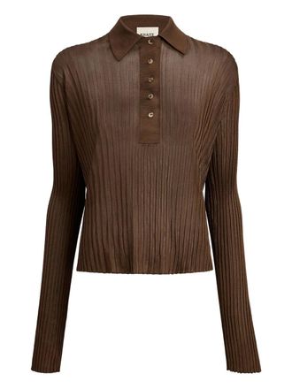 Khaite Vin ribbed buttoned-top - women - Viscose - S - Brown