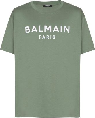 Balmain T-shirt met Parijs print - Heren - T-shirts - Groen - S - Katoen - Tops