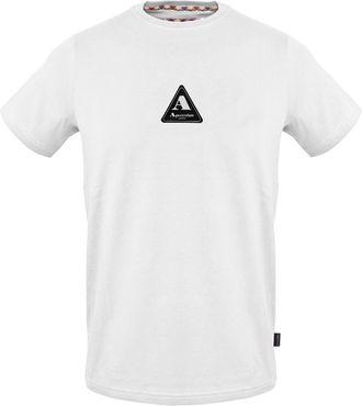 Aquascutum Heren-T-shirt met logo en ronde hals (Wit)