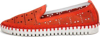 Eric Michael Womens Maria Slip On Loafers In Red Nubuck
