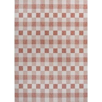 Jonathan Y Designs Darcy Traditional Geometric Bold Gingham Indoor/Outdoor Area Rug in Salmon/cream at Nordstrom, Size 4Ft 0In X 6Ft 0In