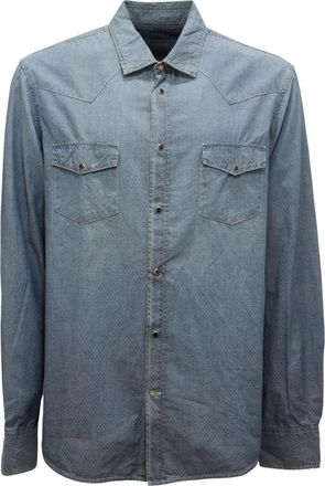 Dondup Country Shirt Uc 095 Cf 077U I56 - Heren - Spijkeroverhemden - Blauw - 2XL - Denim - Overhemden