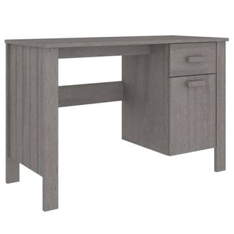 Berkfield Home Desk HAMAR Light Grey 113x50x75 cm Solid Wood Pine | Size: 113 x 50 x 75 cm