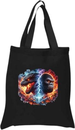 Generic Animal Fairy Monster Movie King Kong Black Cotton Tote Bag | Heavyweight 8 oz Durable & Reusable Shopping Bag | 36 cm x 40 cm | For gift, Present, Stu