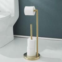 OEM Soporte De Papel Higi&eacute;nico Independiente De Acero Inoxidable 304 Con Acabado Dorado Cepillado - Crezuo