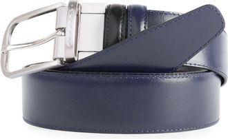 Piquadro Accessoires, Heren, Blauw, ONE Size, Mens leather belt with prong buckle
